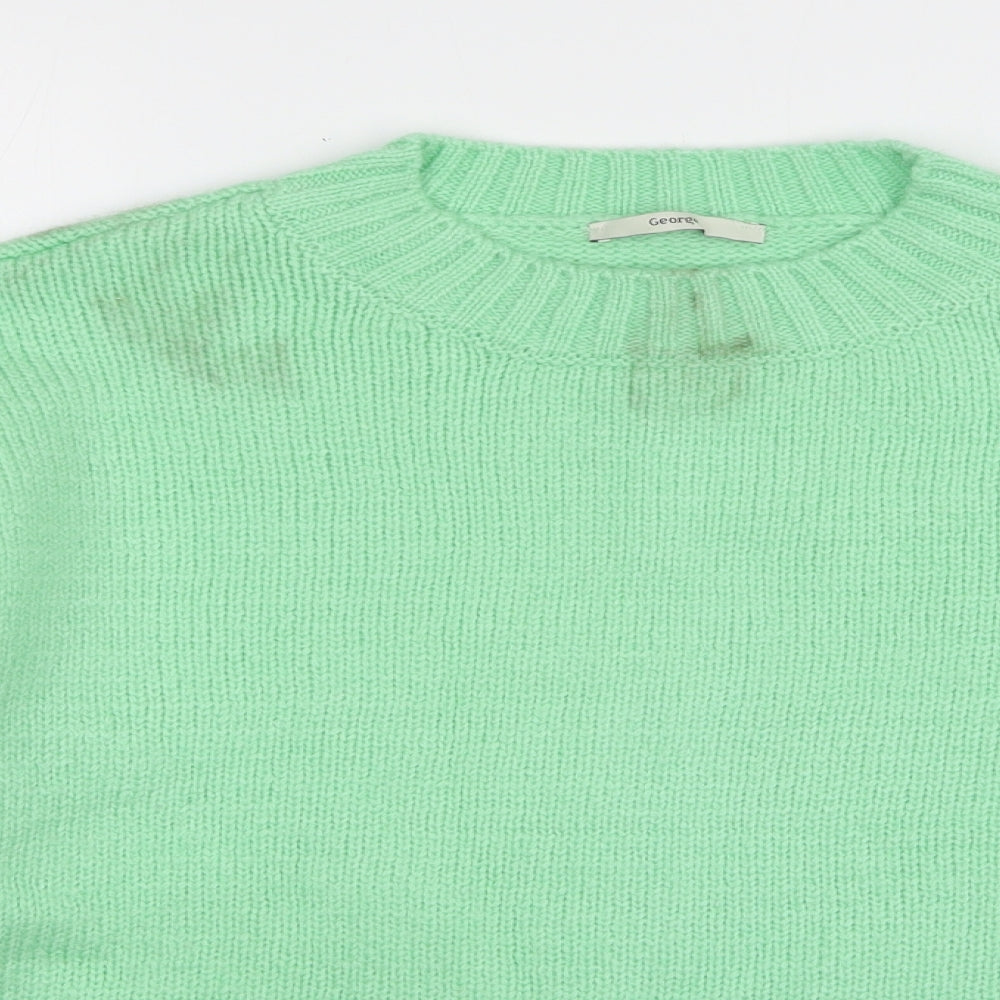 George Womens Green Round Neck Acrylic Pullover Jumper Size L