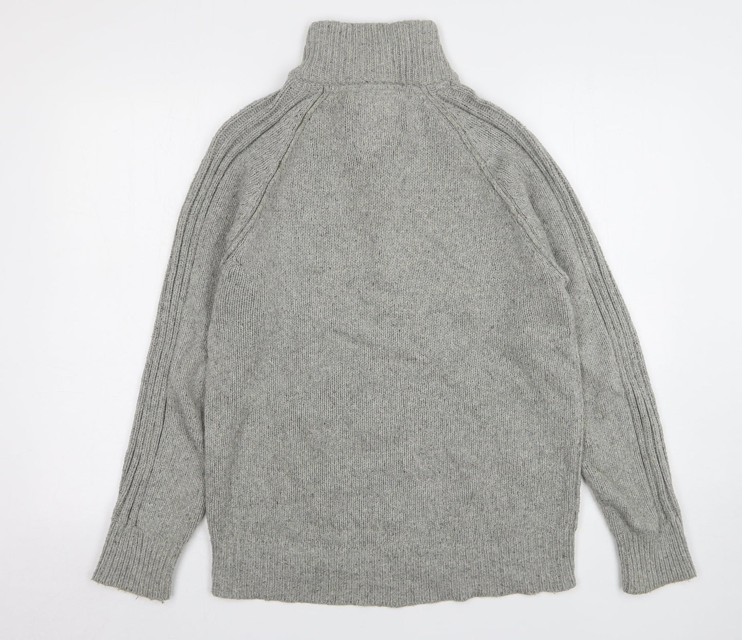 Marks and Spencer Mens Grey High Neck Cotton Pullover Jumper Size S