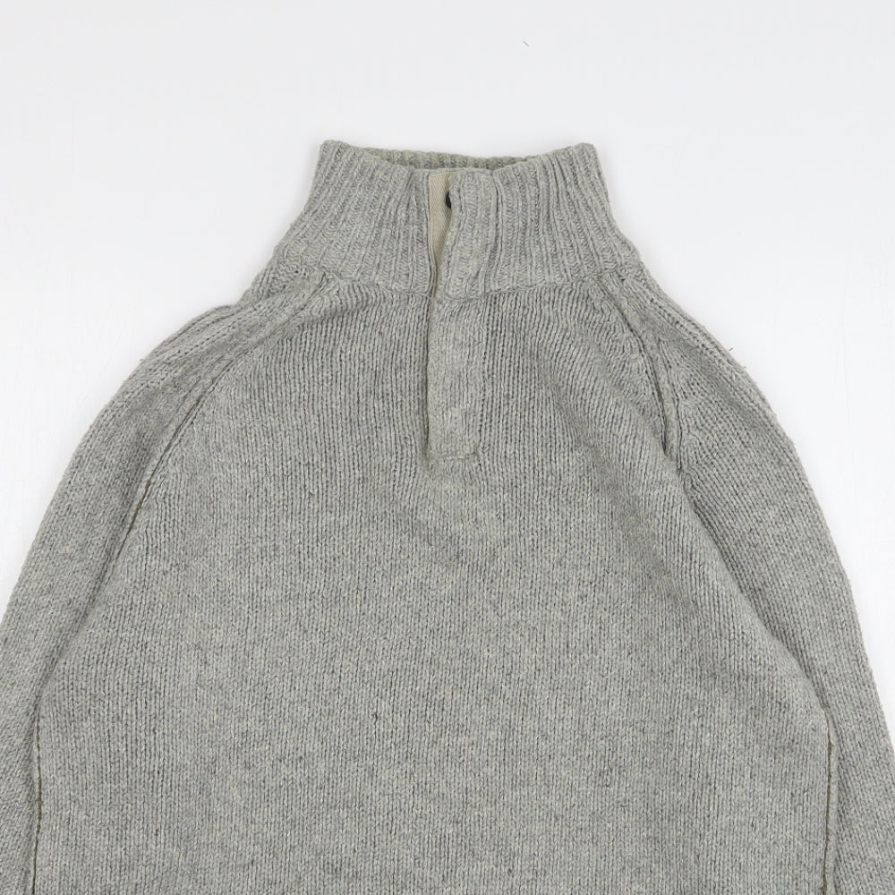 Marks and Spencer Mens Grey High Neck Cotton Pullover Jumper Size S