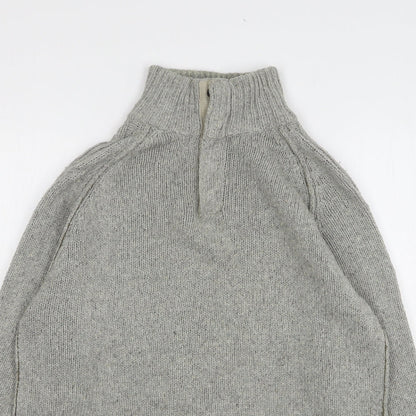 Marks and Spencer Mens Grey High Neck Cotton Pullover Jumper Size S