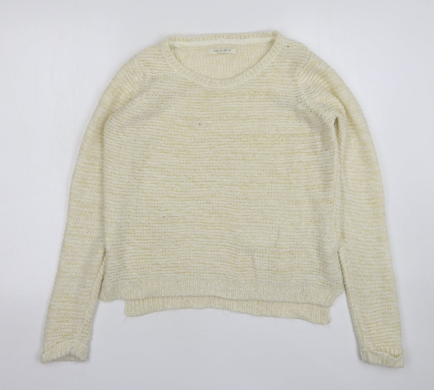 Love Kitwear Womens Beige Round Neck Acrylic Pullover Jumper Size 10