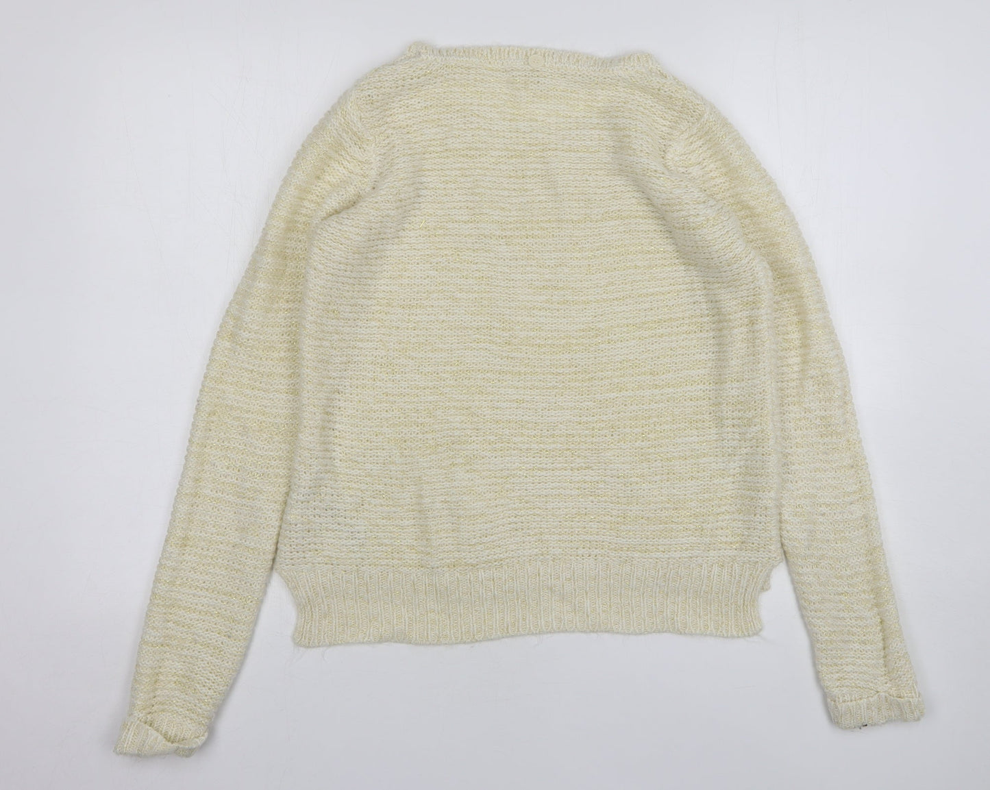 Love Kitwear Womens Beige Round Neck Acrylic Pullover Jumper Size 10