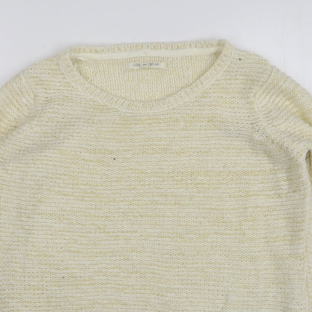 Love Kitwear Womens Beige Round Neck Acrylic Pullover Jumper Size 10
