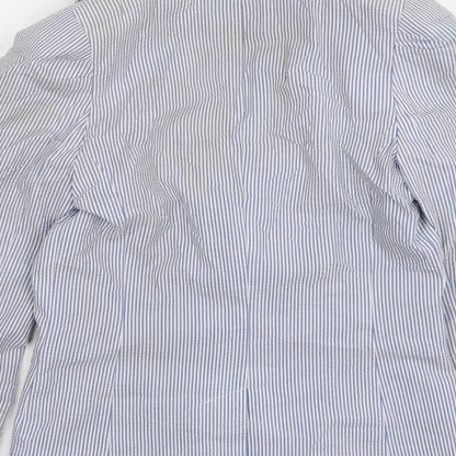 H&M Womens Blue Striped Polyester Jacket Suit Jacket Size 10