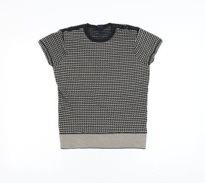 Gap Womens Black Round Neck Striped Polyester Pullover Jumper Size S