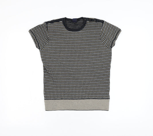 Gap Womens Black Round Neck Striped Polyester Pullover Jumper Size S