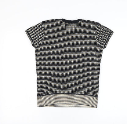 Gap Womens Black Round Neck Striped Polyester Pullover Jumper Size S