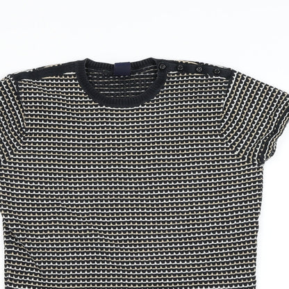 Gap Womens Black Round Neck Striped Polyester Pullover Jumper Size S