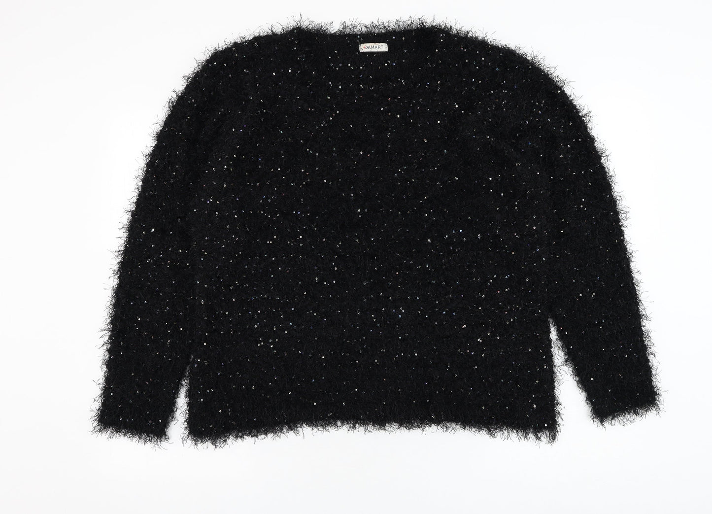 Damart Womens Black Round Neck Polyester Pullover Jumper Size 18