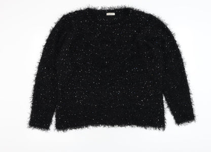 Damart Womens Black Round Neck Polyester Pullover Jumper Size 18