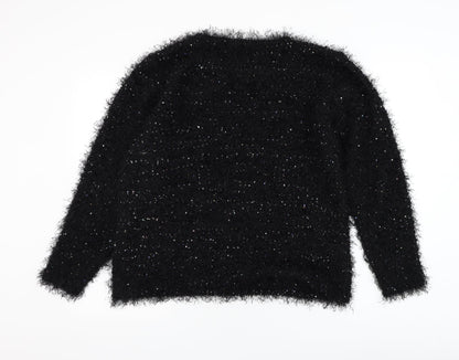 Damart Womens Black Round Neck Polyester Pullover Jumper Size 18