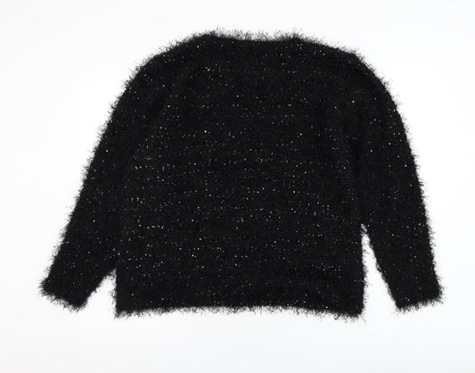 Damart Womens Black Round Neck Polyester Pullover Jumper Size 18