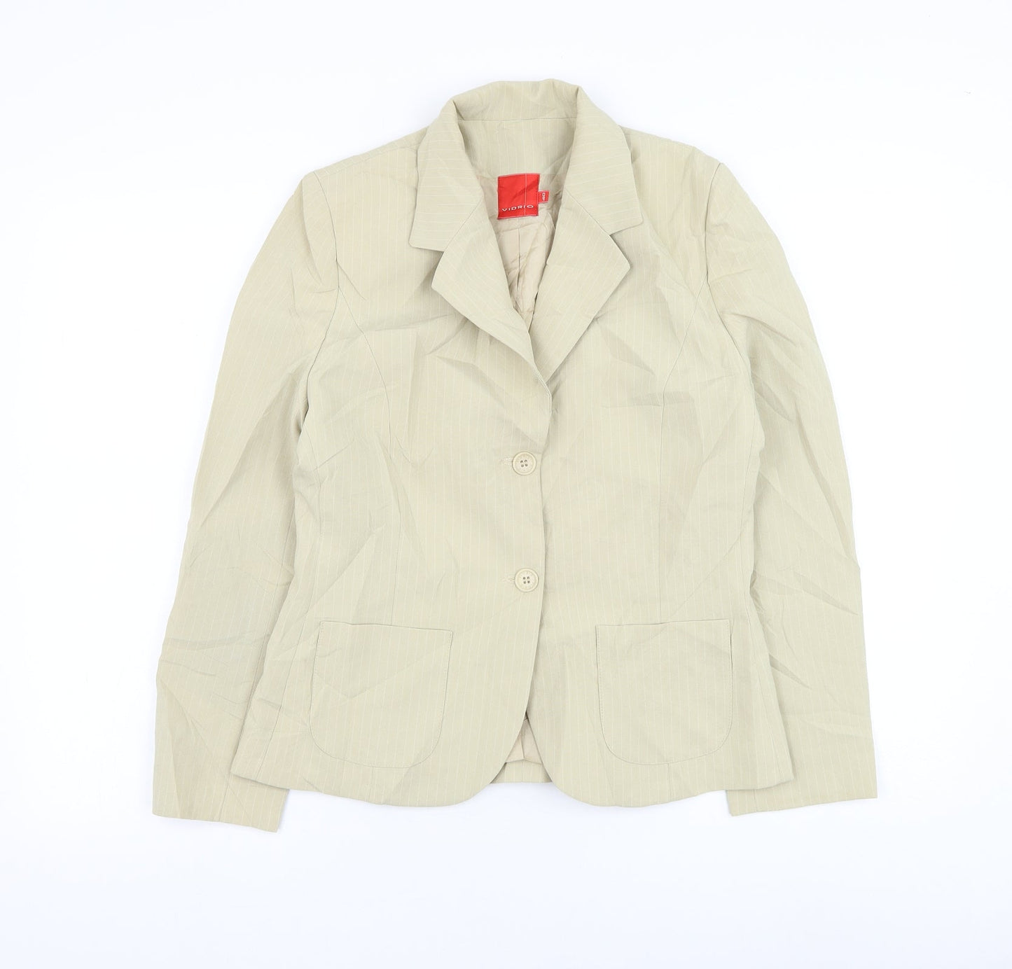 Vidro Womens Beige Jacket Blazer Size 12 Button