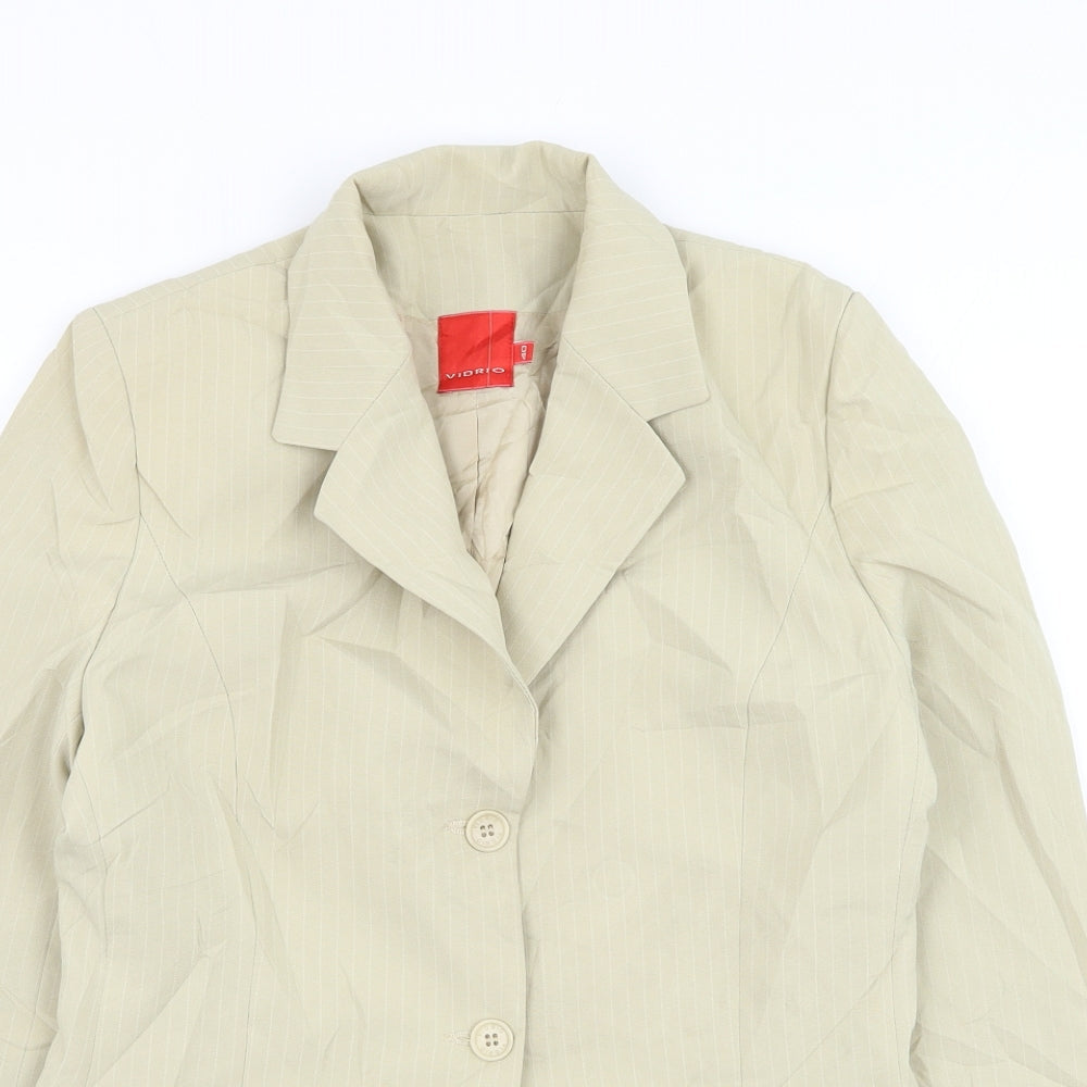 Vidro Womens Beige Jacket Blazer Size 12 Button