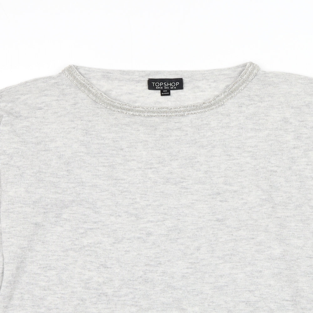 Womens UK Size 10 Topshop Grey Pullover Jumper