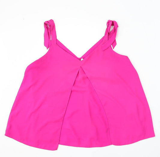 George Womens Pink Polyester Basic Blouse Size 12 V-Neck