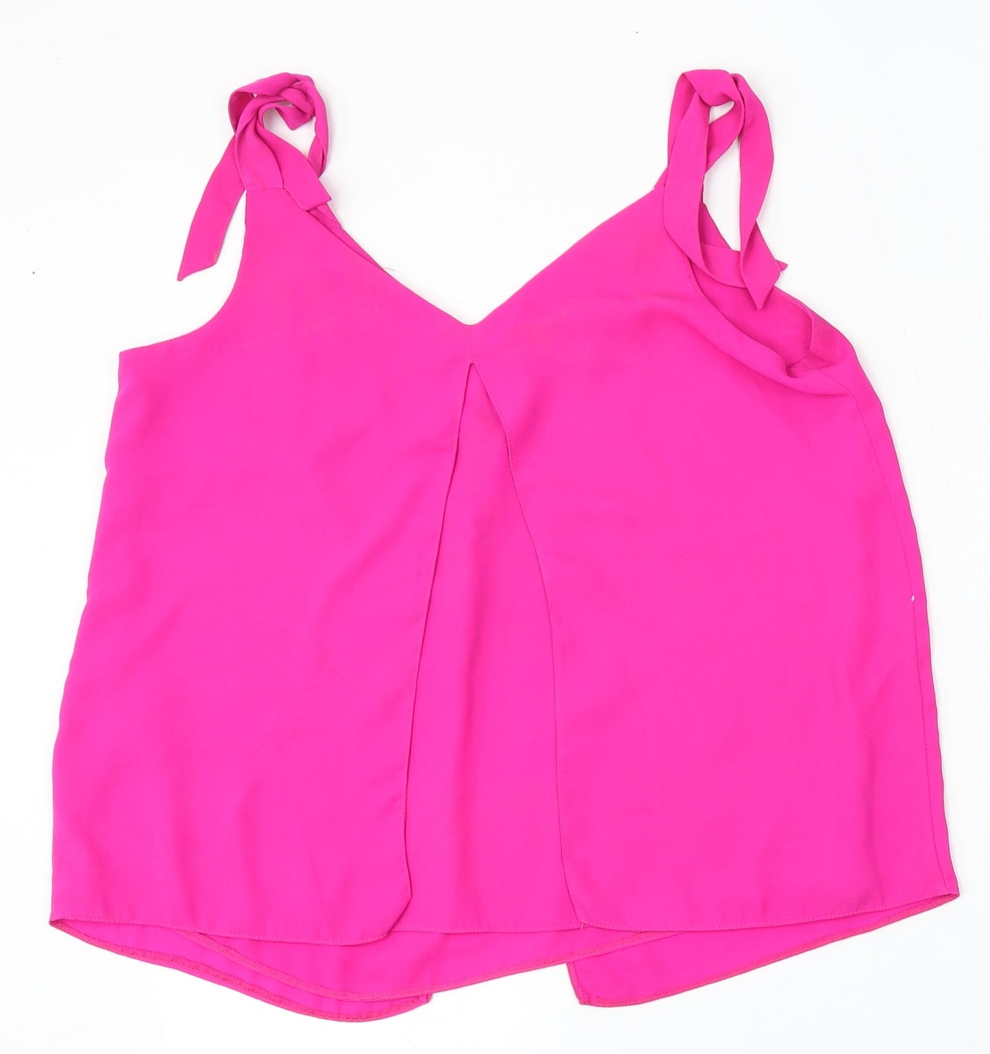 George Womens Pink Polyester Basic Blouse Size 12 V-Neck