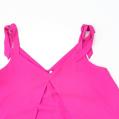 George Womens Pink Polyester Basic Blouse Size 12 V-Neck