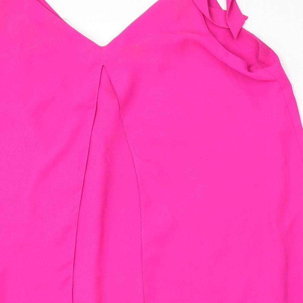 George Womens Pink Polyester Basic Blouse Size 12 V-Neck