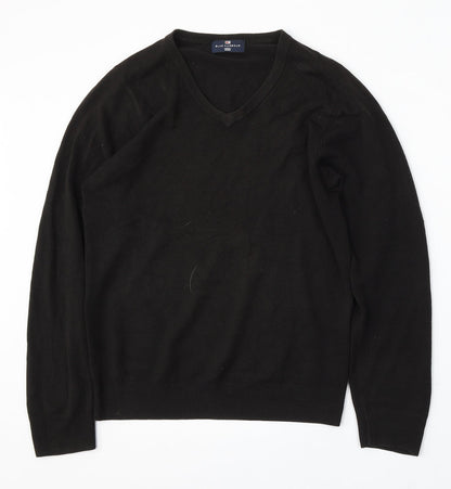 Marks and Spencer Mens Black V-Neck Acrylic Pullover Jumper Size S