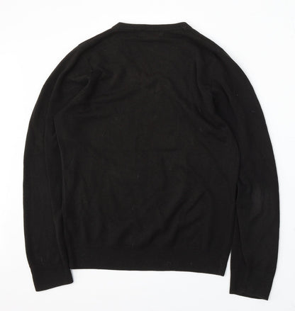 Marks and Spencer Mens Black V-Neck Acrylic Pullover Jumper Size S