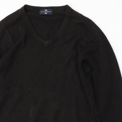 Marks and Spencer Mens Black V-Neck Acrylic Pullover Jumper Size S