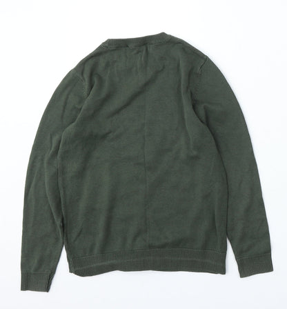 H&M Boys Green Cotton Pullover Sweatshirt Size 9-10 Years - dinosaur
