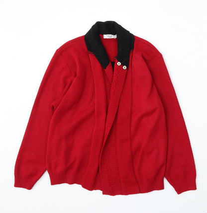 Vivi London Womens Red V-Neck Acrylic Cardigan Jumper Size L