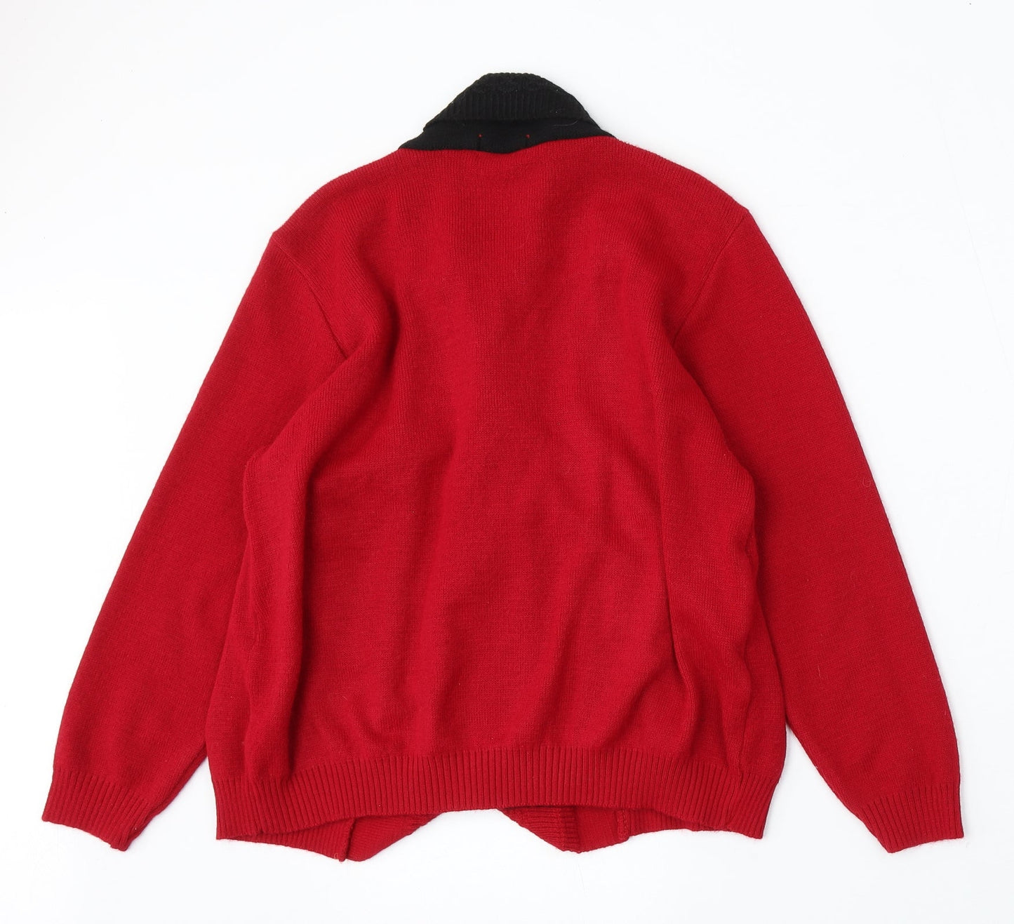 Vivi London Womens Red V-Neck Acrylic Cardigan Jumper Size L