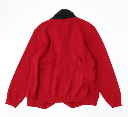 Vivi London Womens Red V-Neck Acrylic Cardigan Jumper Size L
