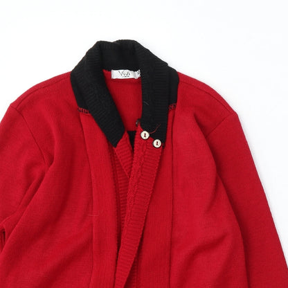 Vivi London Womens Red V-Neck Acrylic Cardigan Jumper Size L