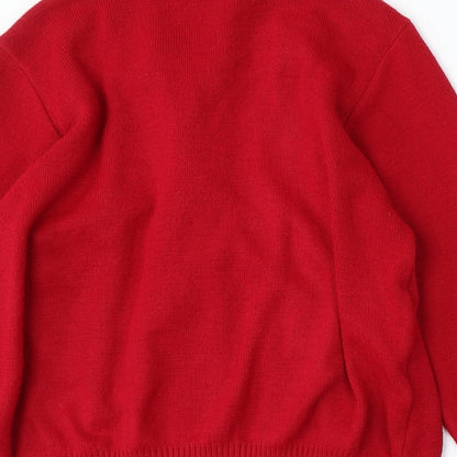 Vivi London Womens Red V-Neck Acrylic Cardigan Jumper Size L