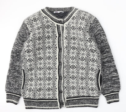 Fragrance Womens Multicoloured Round Neck Geometric Acrylic Cardigan Jumper Size S
