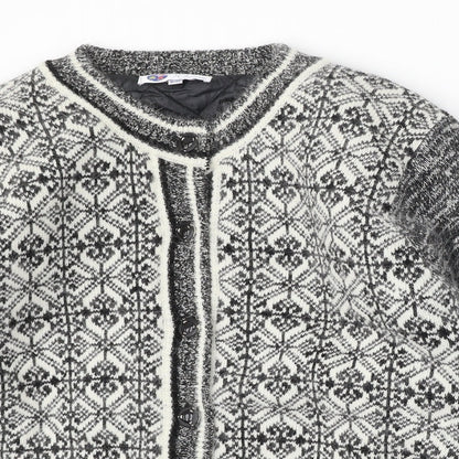 Fragrance Womens Multicoloured Round Neck Geometric Acrylic Cardigan Jumper Size S