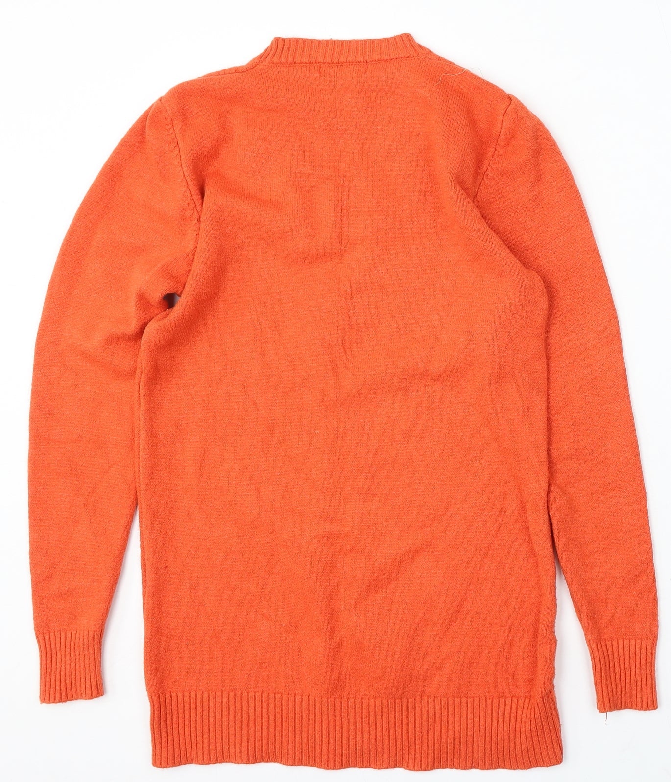 Oui Lei Womens Orange Round Neck Acrylic Pullover Jumper Size S