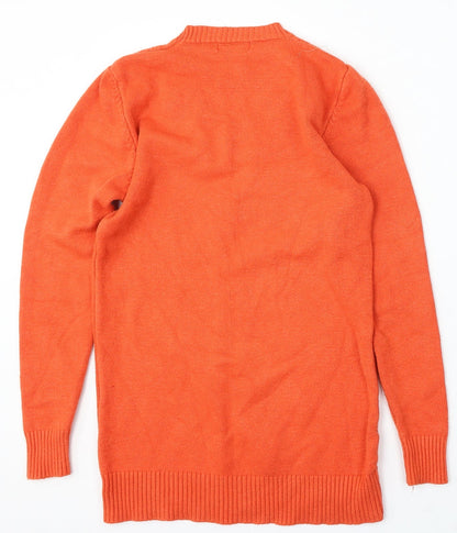 Oui Lei Womens Orange Round Neck Acrylic Pullover Jumper Size S