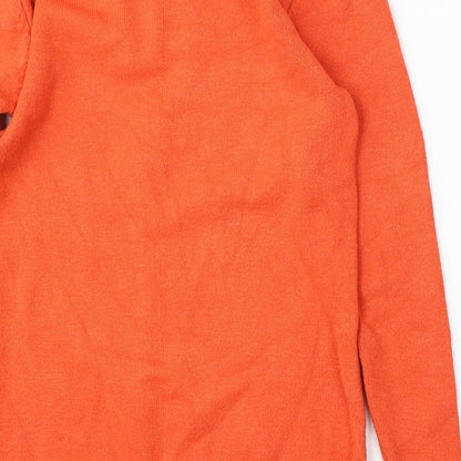 Oui Lei Womens Orange Round Neck Acrylic Pullover Jumper Size S