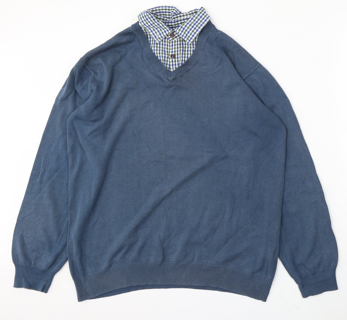 Sand Stone Mens Blue Collared Cotton Pullover Jumper Size M