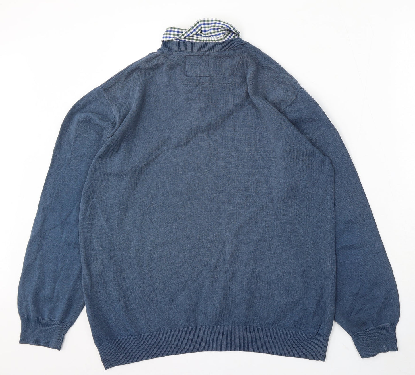 Sand Stone Mens Blue Collared Cotton Pullover Jumper Size M