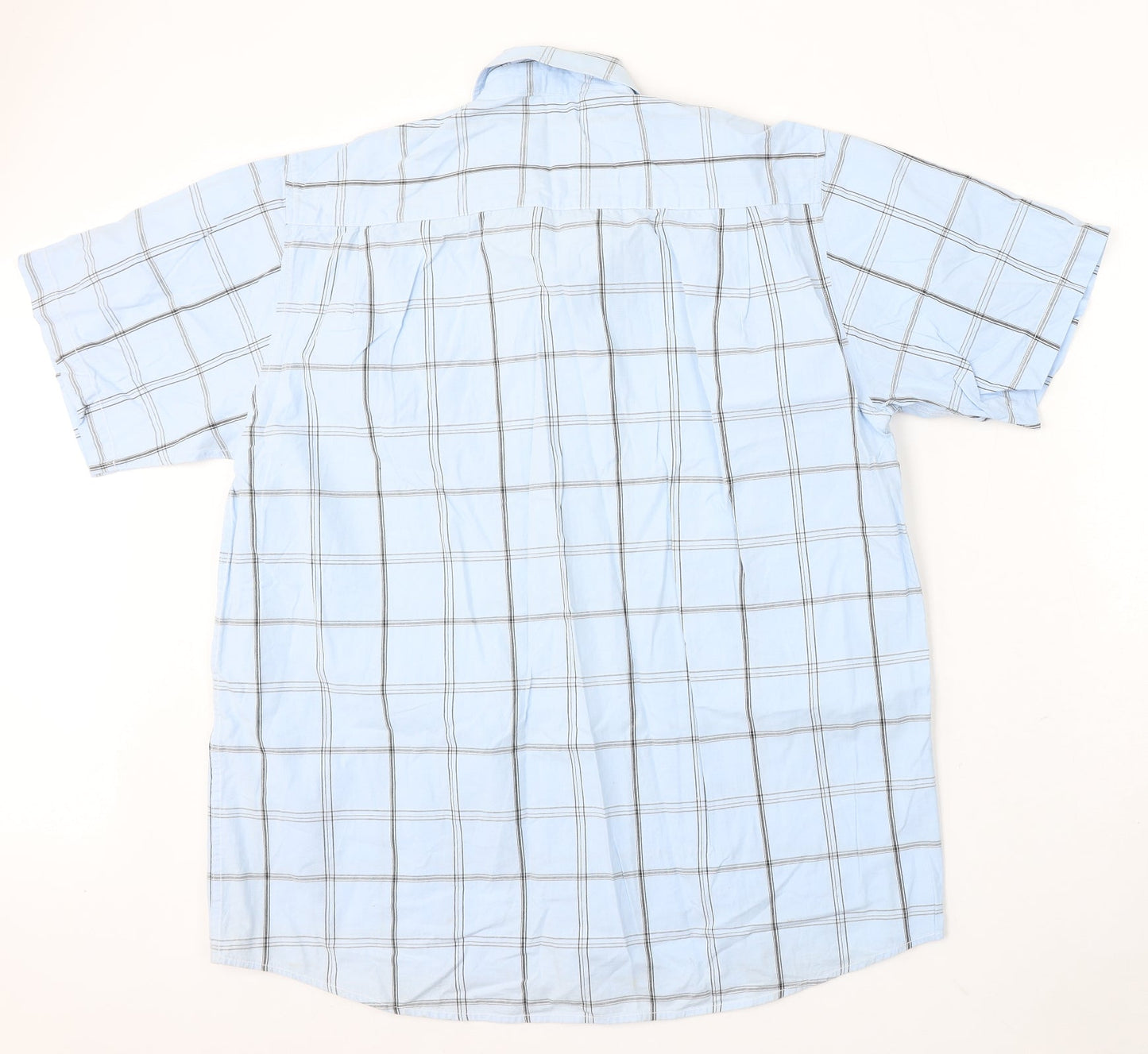 Paul Berman Mens Blue Check Polyester Polo Size M Collared Button