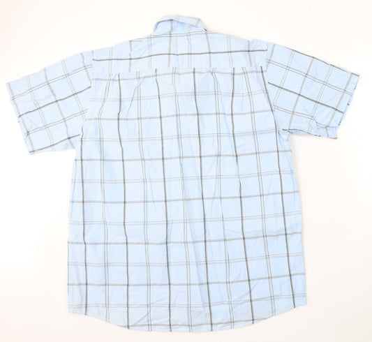 Paul Berman Mens Blue Check Polyester Polo Size M Collared Button
