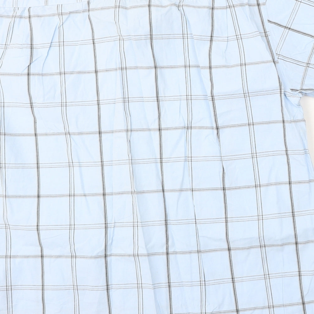 Paul Berman Mens Blue Check Polyester Polo Size M Collared Button