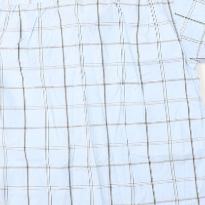 Paul Berman Mens Blue Check Polyester Polo Size M Collared Button