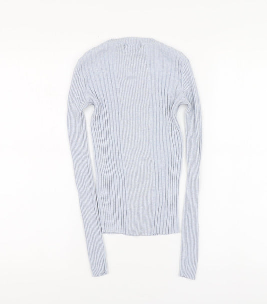 Primark Womens Blue High Neck Nylon Pullover Jumper Size 6