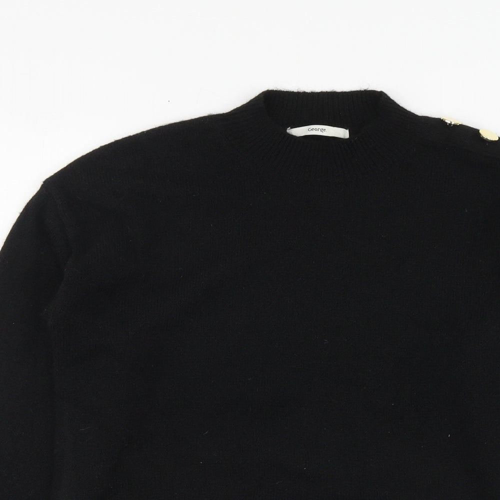 George Womens Black High Neck Polyester Pullover Jumper Size S