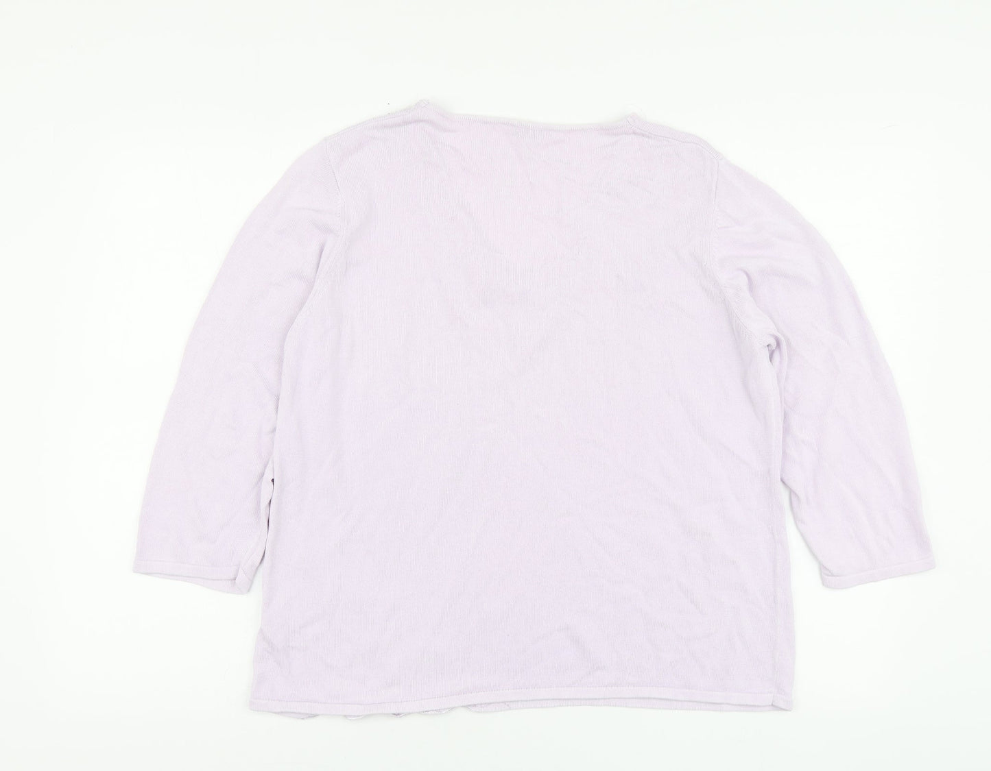 Joanna Hope Womens Purple V-Neck Ramie Pullover Jumper Size 18