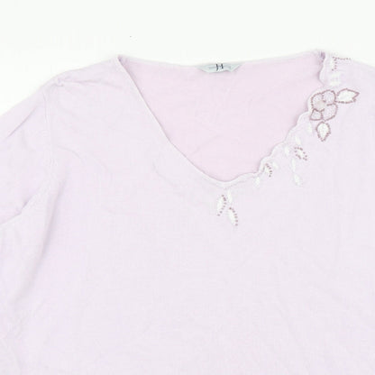 Joanna Hope Womens Purple V-Neck Ramie Pullover Jumper Size 18