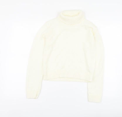 Boohoo Womens Ivory Roll Neck Acrylic Pullover Jumper Size M