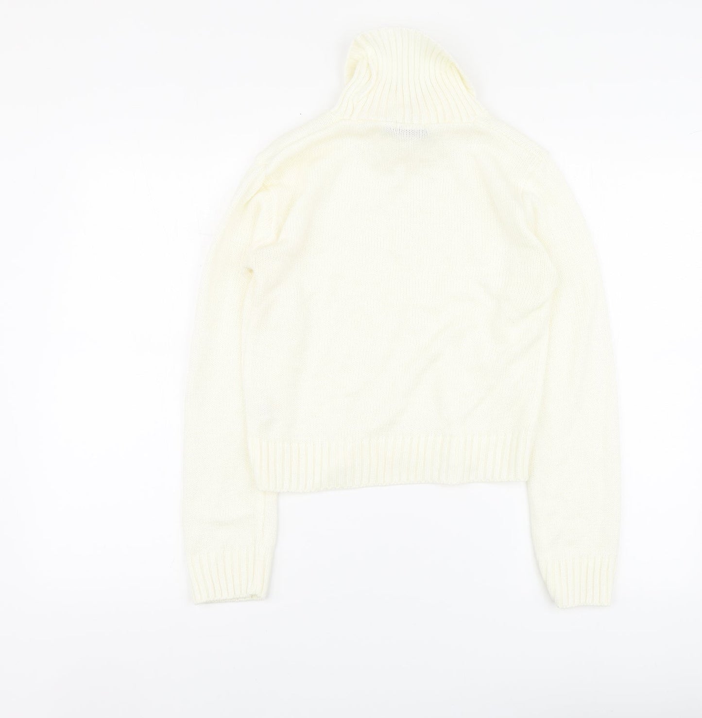 Boohoo Womens Ivory Roll Neck Acrylic Pullover Jumper Size M