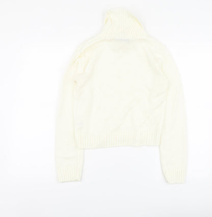 Boohoo Womens Ivory Roll Neck Acrylic Pullover Jumper Size M